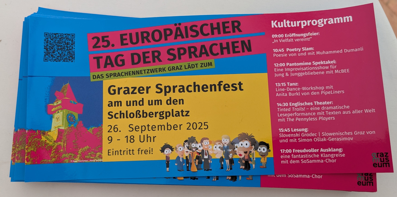 Afiŝo kun programeroj de tago de lingvoj